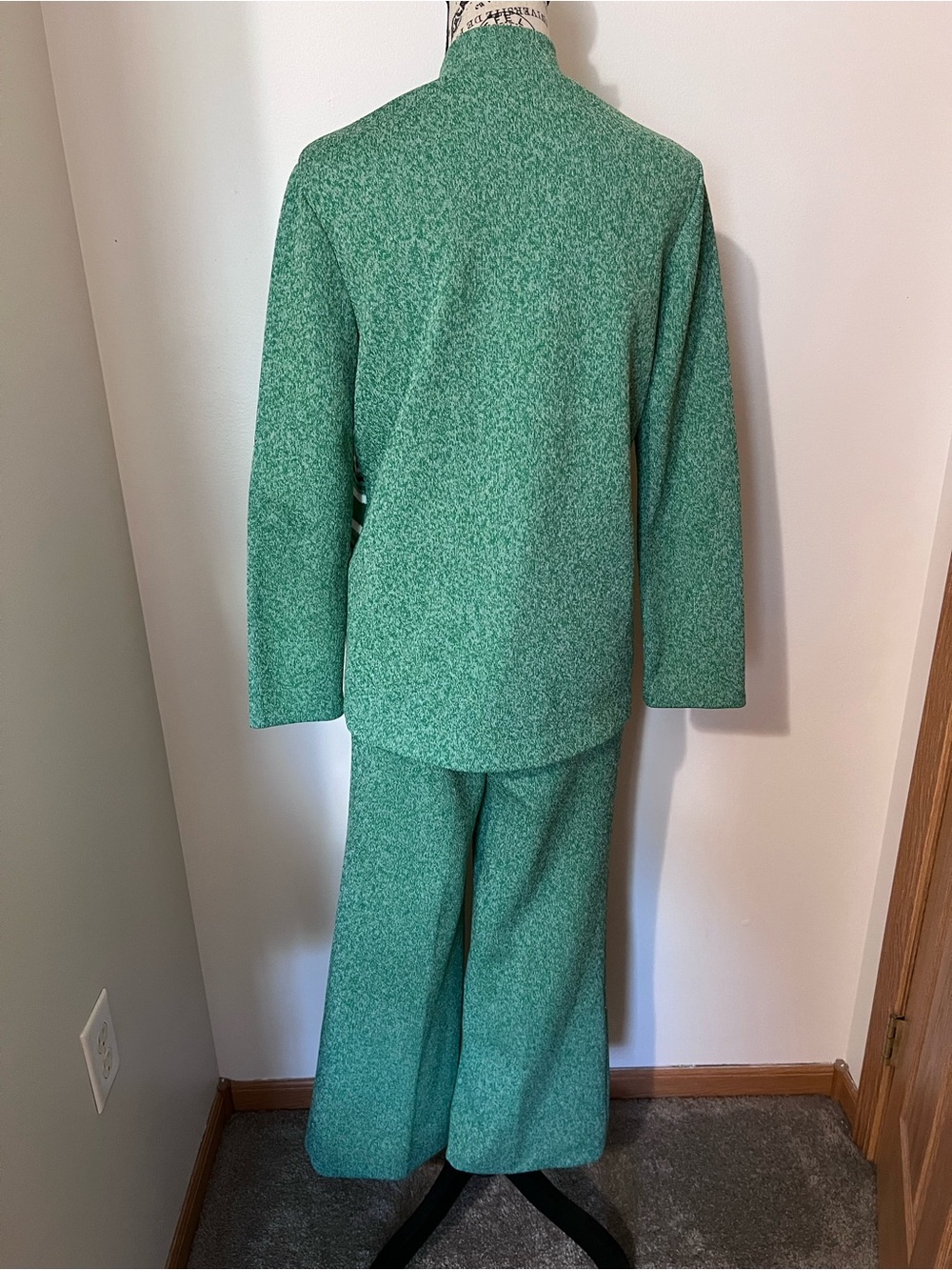 VTG 70s Miss Pernilla Green Knit Cardigan Pants Set 2pc Sporty Stripe 14 - Picture 5 of 14